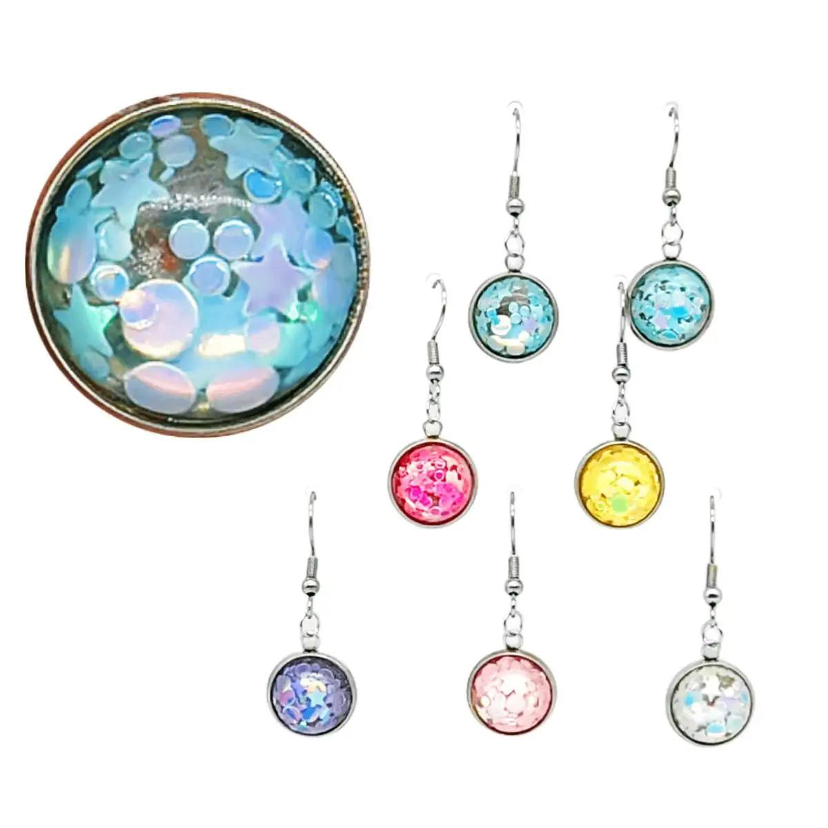 

Summer Shining 3D Charms Drop Earrings for Women Teens Stainless Steel Peach Blue Dangle Earring Starry Sea Y2K Accessories Gift