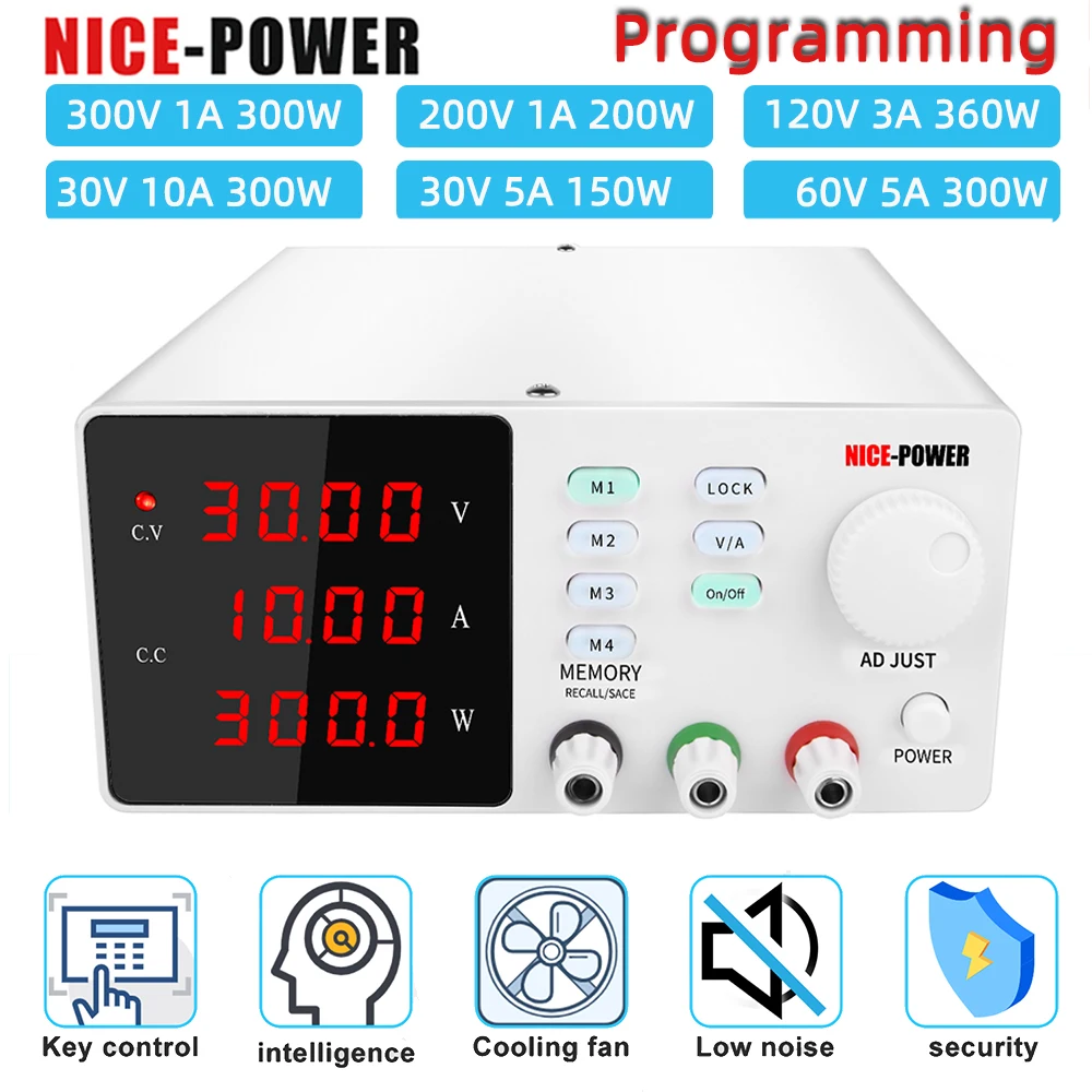 

300V Programmable Adjustable DC Power Supply 30V 10A With Memory Function Lab Bench Power Source Voltage Regulator Switch 60V 5A