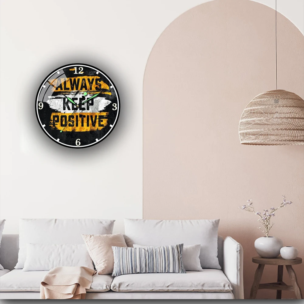 

Keep Positive Words Of Encouragement Acrylic Wall Clock Sport Room Wall Decor Sign Sportsman Gift