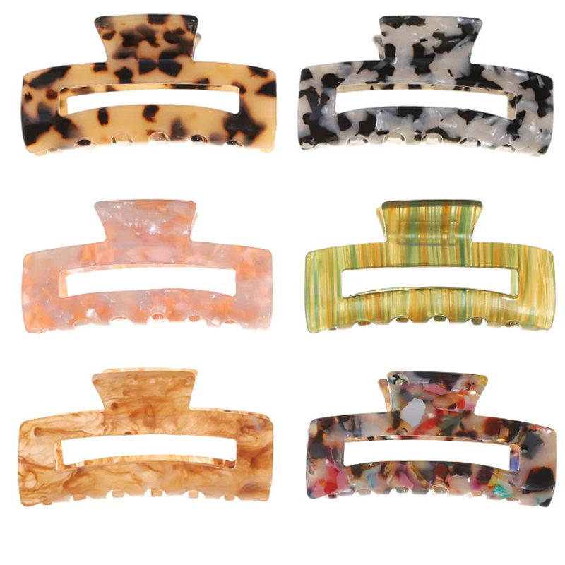 

2021 Trendy Leopard Print Hair Claw Clips Geometric hair Clamp Grab Hair Styling Tools for Women Girls Hairpin Hair Accessories