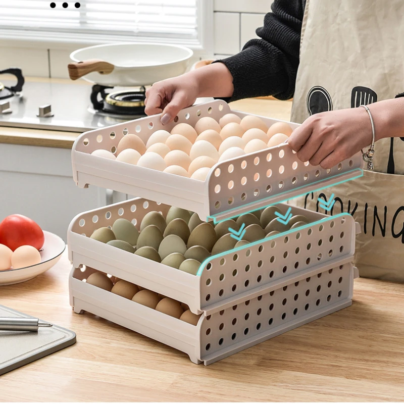 

Egg Storage Case Holder Box Fridge Freezer Eggs Storage Boxes Bins Organization Egg Storage Box 30/6Grid Food Container Kitchen