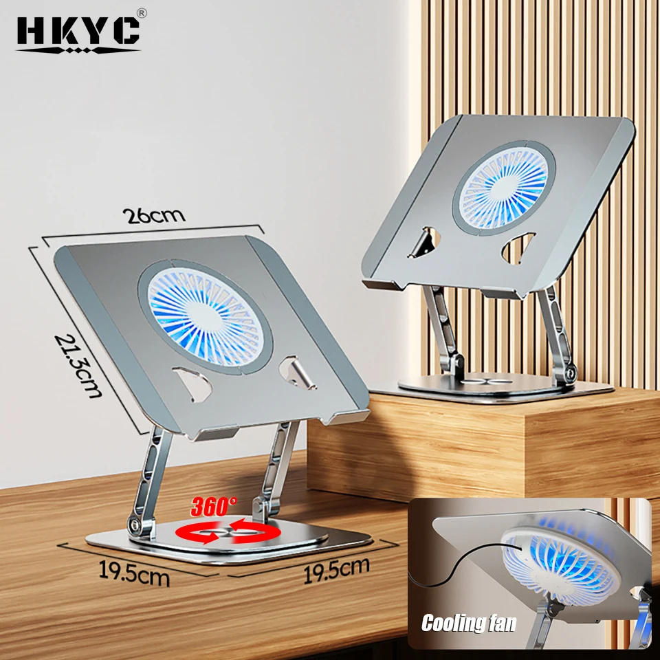HKYC Laptop Cooling Stand Gaming Notebook Cooler 360 Rotation Multi-Angle Height Adjustable Notebook Stand with Cooling Fan HKYC Laptop Cooling Stand Gaming Notebook Cooler 360 Rotation Multi-Angle Height Adjustable Notebook Stand with Cooling Fan