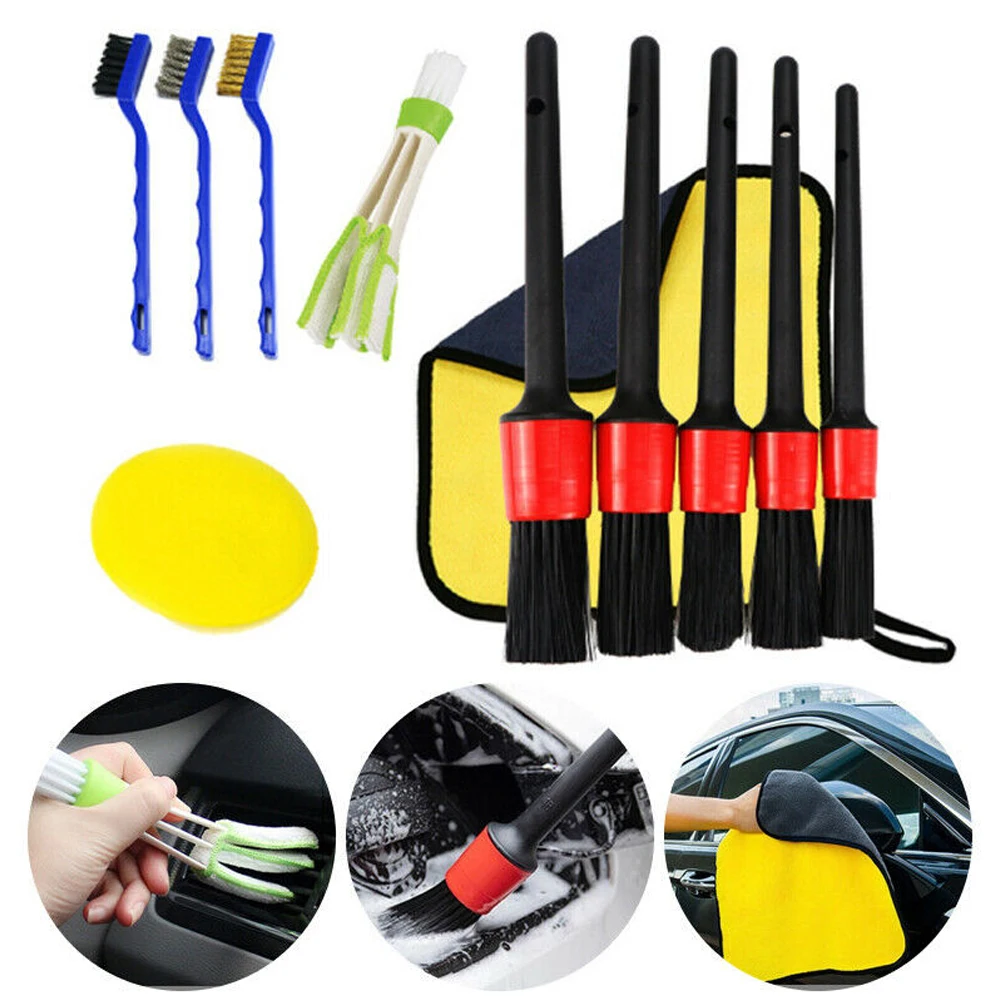 

11Pcs Cleaning Kit 20/22.5/23/23/23cm Auto Interior Boar Hair High Quality