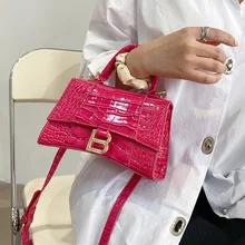 Crocodile Pattern Handbag Hourglass Crossbody Bag Women's Single Shoulder Messenger Bag PU Leather Female Purses Shopping Bags