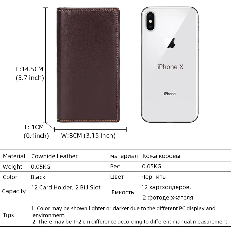 Retro Genuine Leather Men's Wallet Long Oil Wax Leather Wallet RFID Blocking Anti-theft 12 Card Holder Men Purse Wholesale