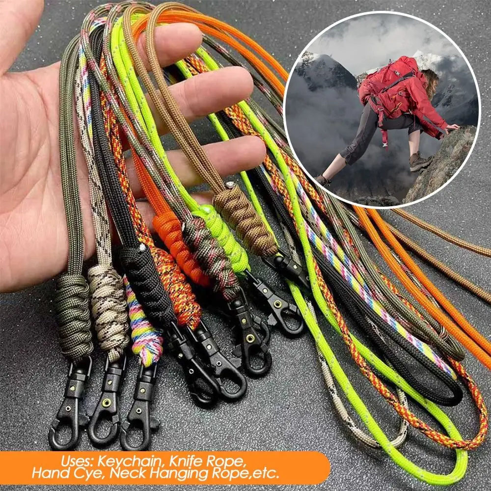 

High Quality 9 Styles Self-Defense High Strength Parachute Cord Lanyard Rotatable Buckle Paracord Keychain Key Ring