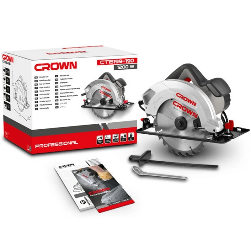 Пила циркулярная CROWN CT15199-190 (Мощность 1200Вт скорость холостого хода 5500 об/мин