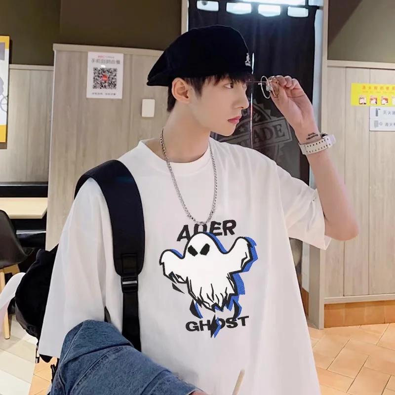 

2022 Aderror Short Sleeve Little Monster Print Small Logo Couple Fashion Loose Round Neck Short Sleeve t-Shirt