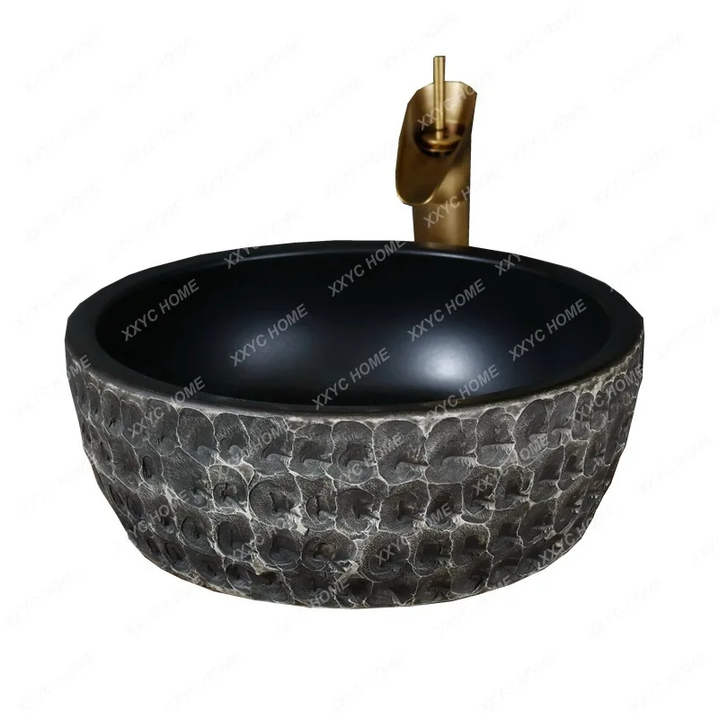 

Ceramic Table Basin Household Retro Wash Basin Balcony Sink Bathroom Single Basin Famous Sink