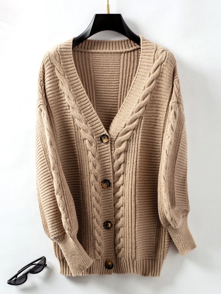 Женский ленивый кардиган осень-зима 2022 новейшее вязаное пальто с витым цветком