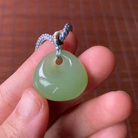 natural hetian jade pendant fashion runes necklace jewellery chinese hand carved safety lock women man luck gift free rope