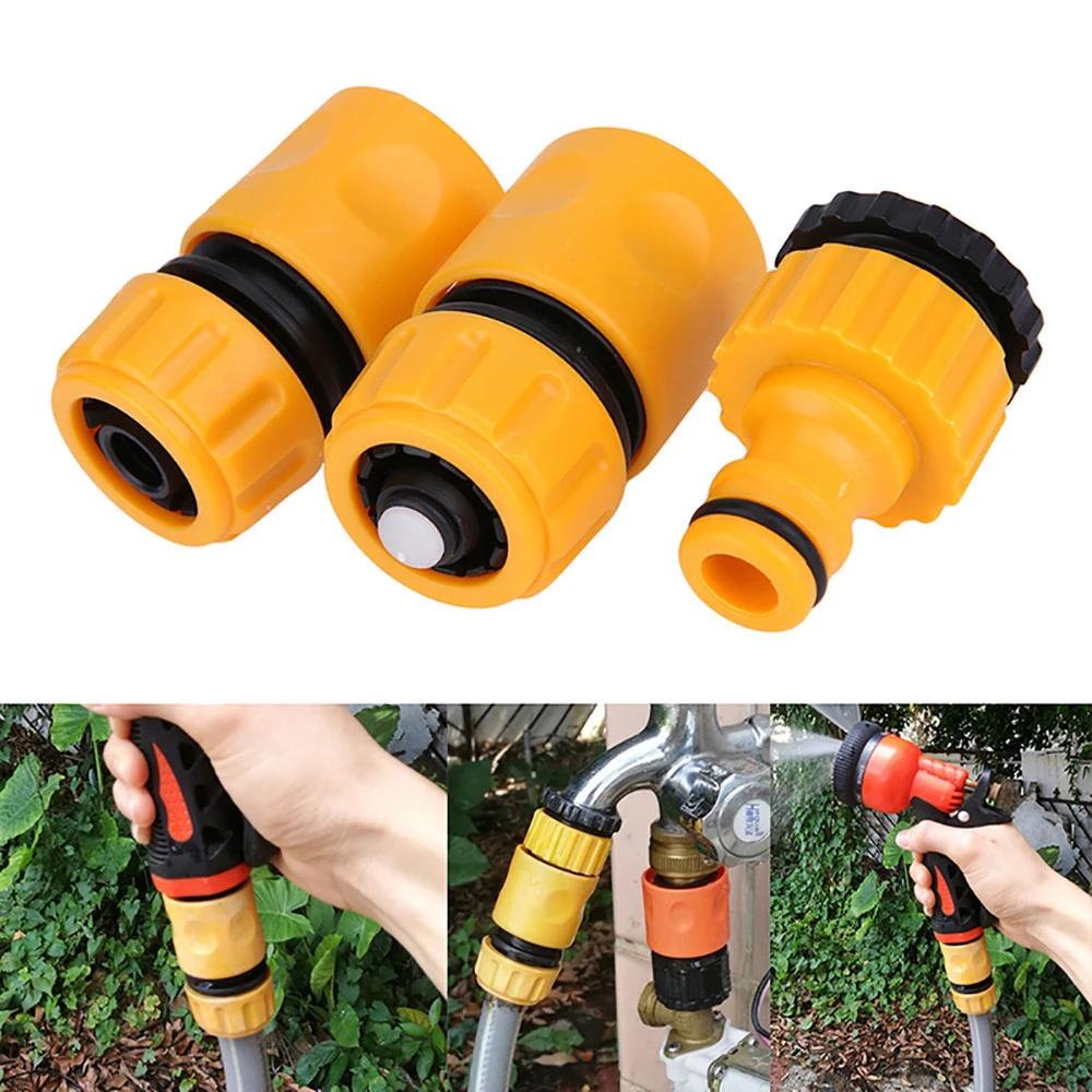 

3 in 1 Tap Connectors +Hose End/ Stop Connectors 1/ 2 inch Thread Garden Watering Accessories