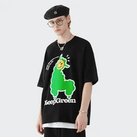 new fashion spring summer tops for men cartoon sheep print cute t shirt for love smiley print oversize t shirt for men hiphop