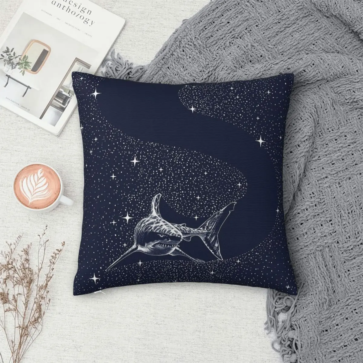 

Starry Shark Pillowcase Polyester Pillows Cover Cushion Comfort Throw Pillow Sofa Decorative Cushions Used for Home Bedroom Sofa