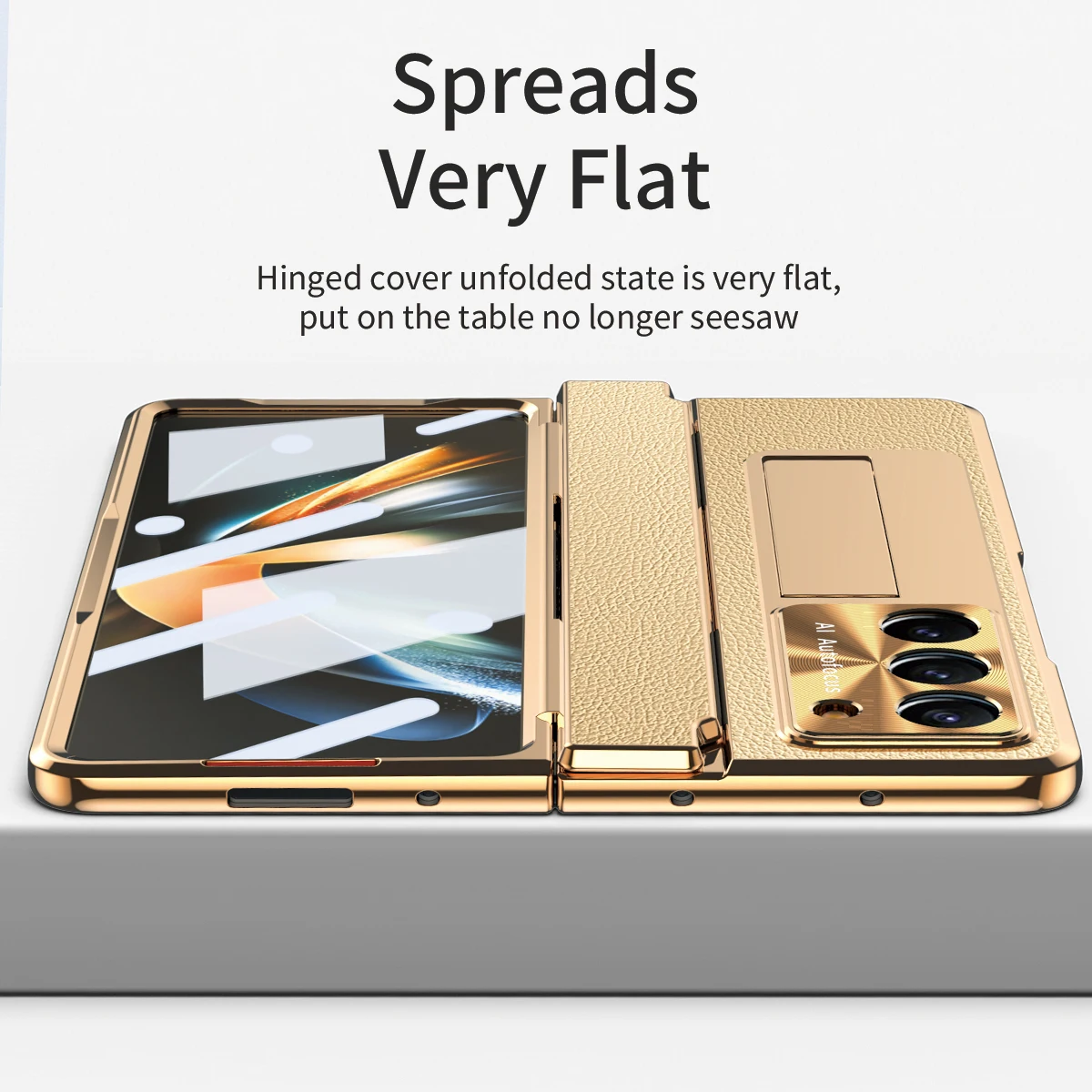 360 All-inclusive Plating Leather Leveling Hinge Case for Samsung Galaxy Z Fold 5 Fold 4 Fold3 Case Screen Glass Film Hard Case