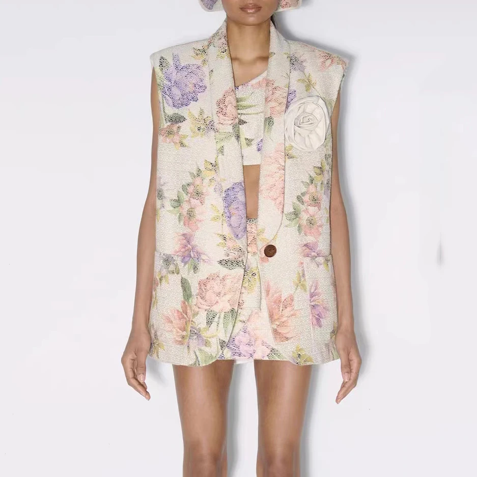 

Модная и элегантная уличная одежда, женский костюм, жилет с принтом в стиле ретро без рукавов, Новинка осени 2023