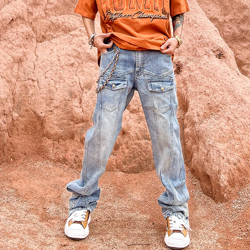 Men Jeans High Street Hip Hop Vibe Style Unisex Loose Jeans Korean Fashion Jeans Hip Hop Men Clothing Y2k Pants Men Men Clothing