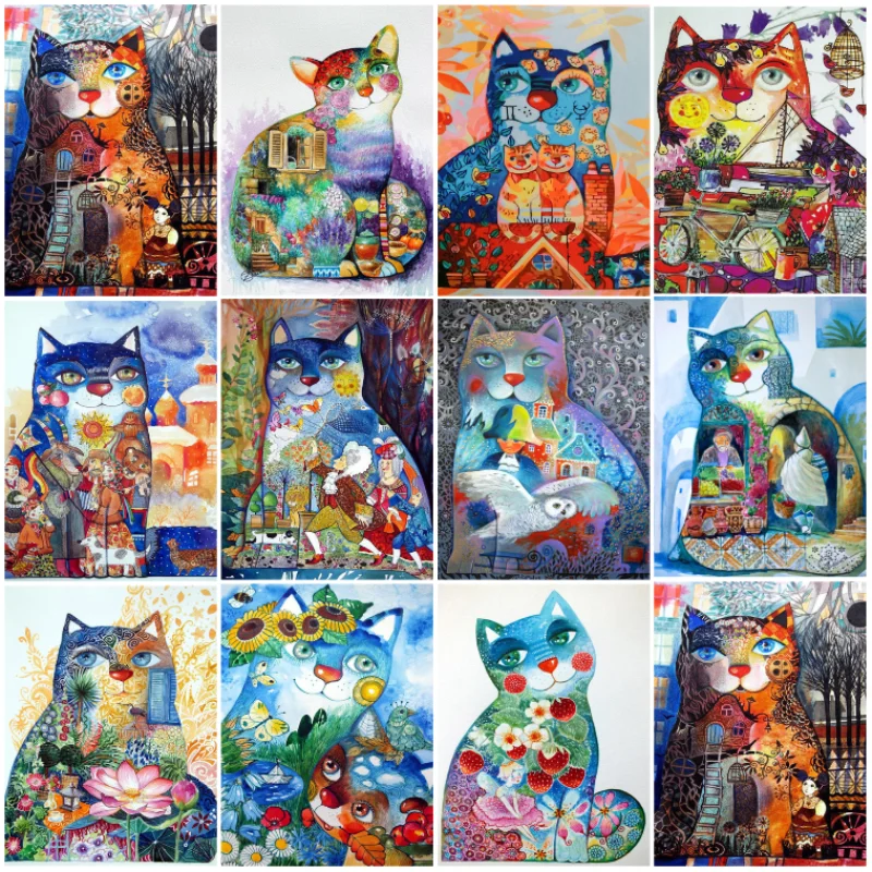 

Алмазная живопись 5D "сделай сам", абстрактное животное, кошка, полная фотография, Набор для вышивки крестиком, домашний декор, Новое поступление 2023