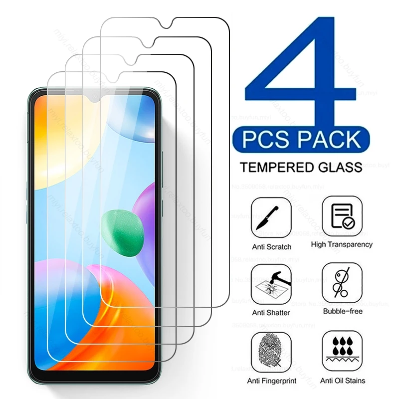 

Redmi10C стекло 4 шт. 9H Премиум Закаленное стекло для Xiaomi Redmi 10C 10 C C10 6,7 "HD взрывозащищенные Защитные пленки для экрана Защитная пленка