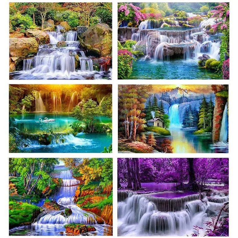 

6 Pack Diamond Painting Diamond Pictures 5D Landscape Full Set DIY Painting Rhinestone Diamond Painting Beginner 30X40cm