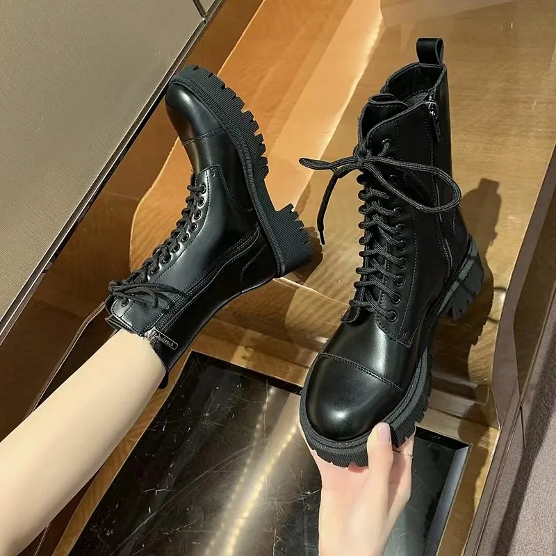 

2022 зимние модные ботинки на толстом каблуке, теплые мотоциклетные ботинки, женские повседневные ботинки с круглым носком для ползания