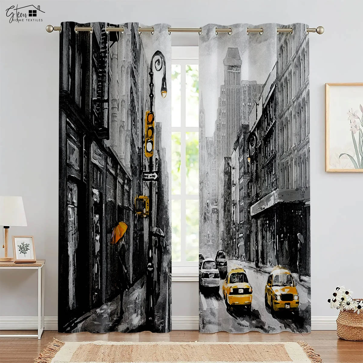 2 шт. декоративные шторы с 3D-принтом в виде городского здания