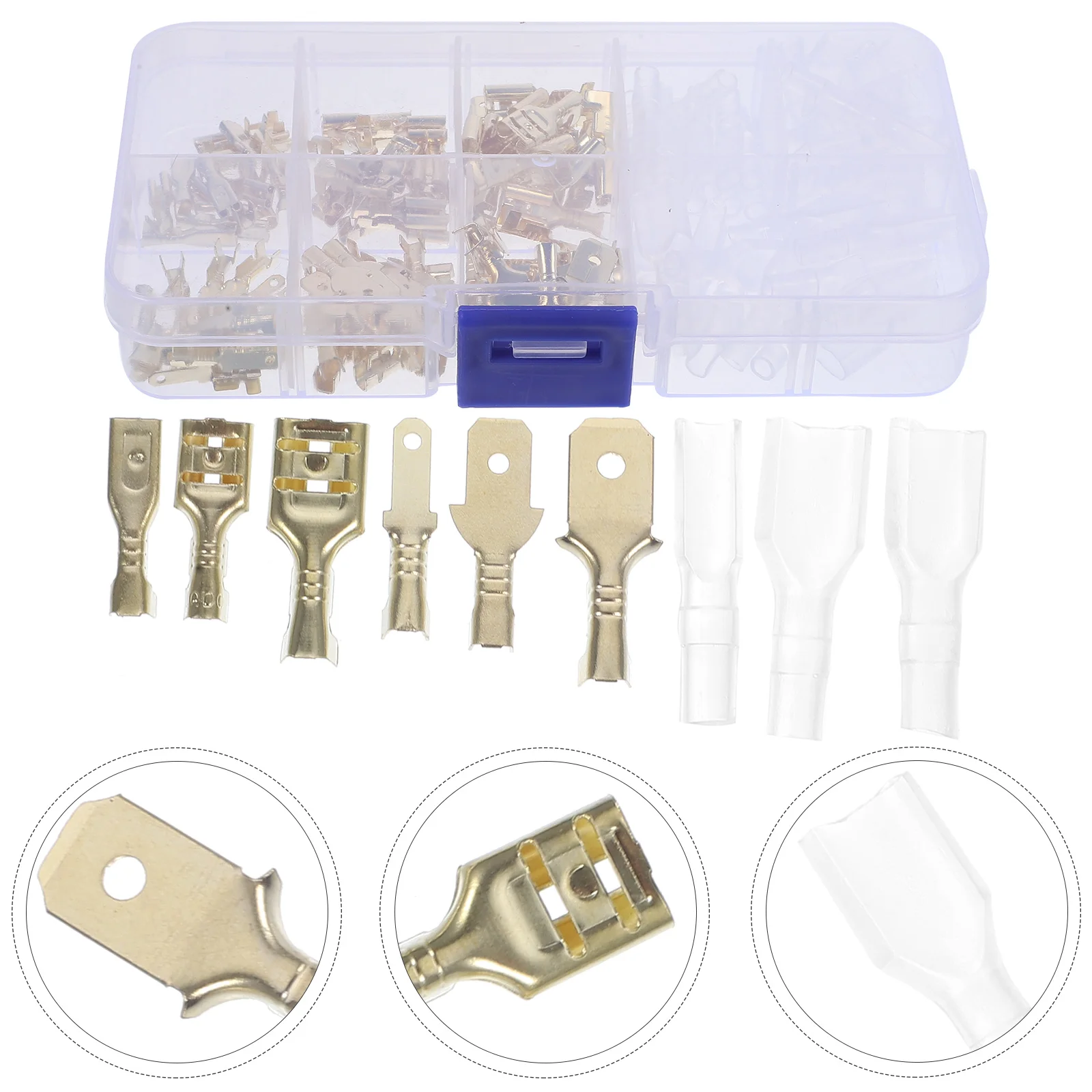 

Quick Splice Wire Terminals Semi-Insulated Crimp Speakers Electric Spade Connectors Male Female Steel Double Kit