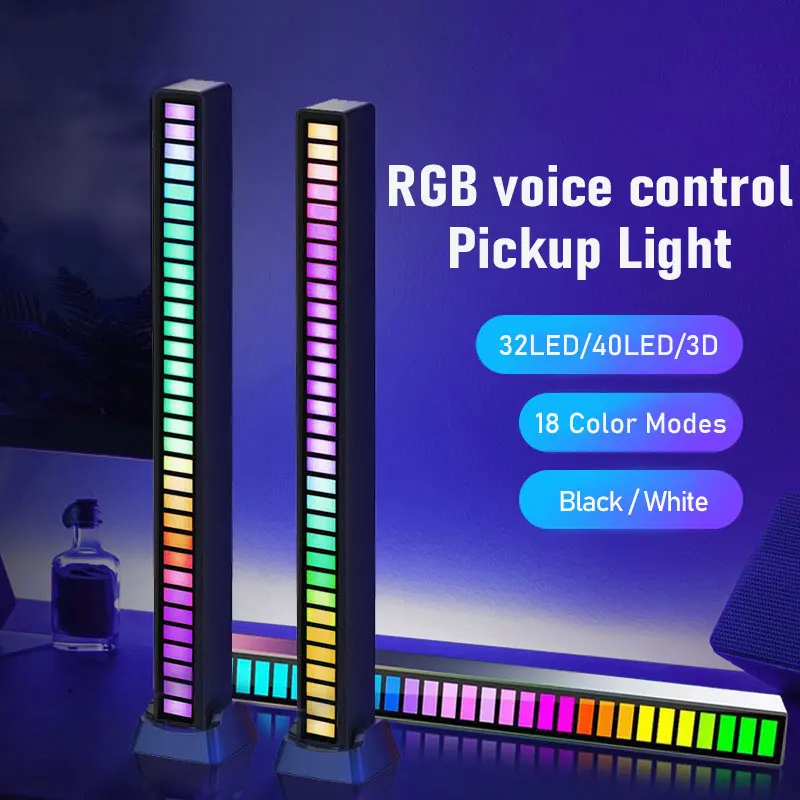 

RGB LED Strip Light Music Sound Control Pickup Rhythm Ambient Lamp Atmosphere Night Lights For Bar Car Room TV Gaming Decoration