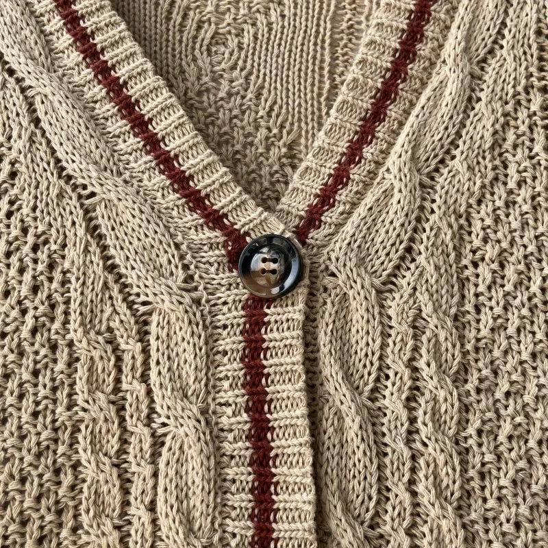 Осенние листья вязаный кардиган женский красный кленовый лист вышитый