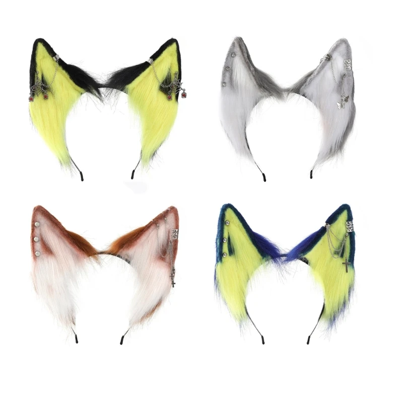 

Cartoon Foxes Cat Ear Shape Hair Hoop with Alloy Earring Decor Hair Holder Cosplay Party Headwear for Teenagers Adult