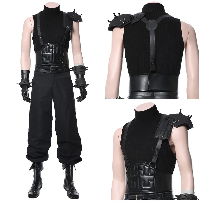 Final Fantasy VII Cosplay FF7 Cloud Strife Costume Cloud Vest Pants Gloves Suit for Adult Men Women