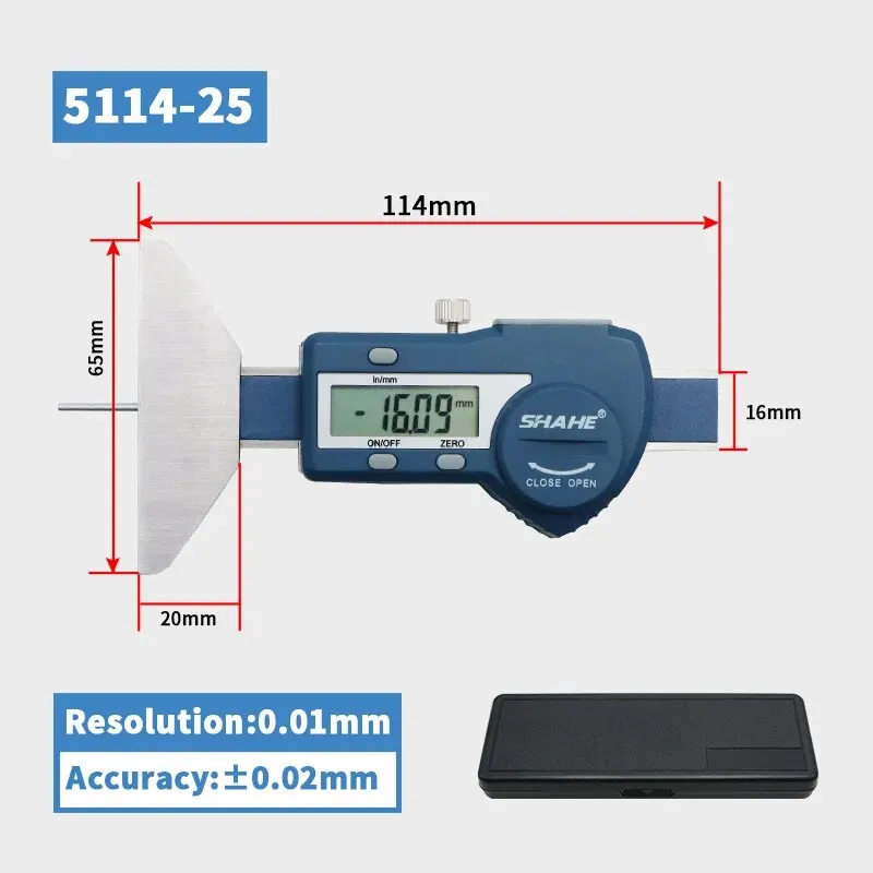 

Цифровой штангенциркуль Shahe для измерения глубины протектора шин 0-25/0-50мм