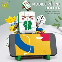 huiqibao 404pcs chinese mahjong storage box mobile phone holder building blocks moc creative brick set toys for children kids