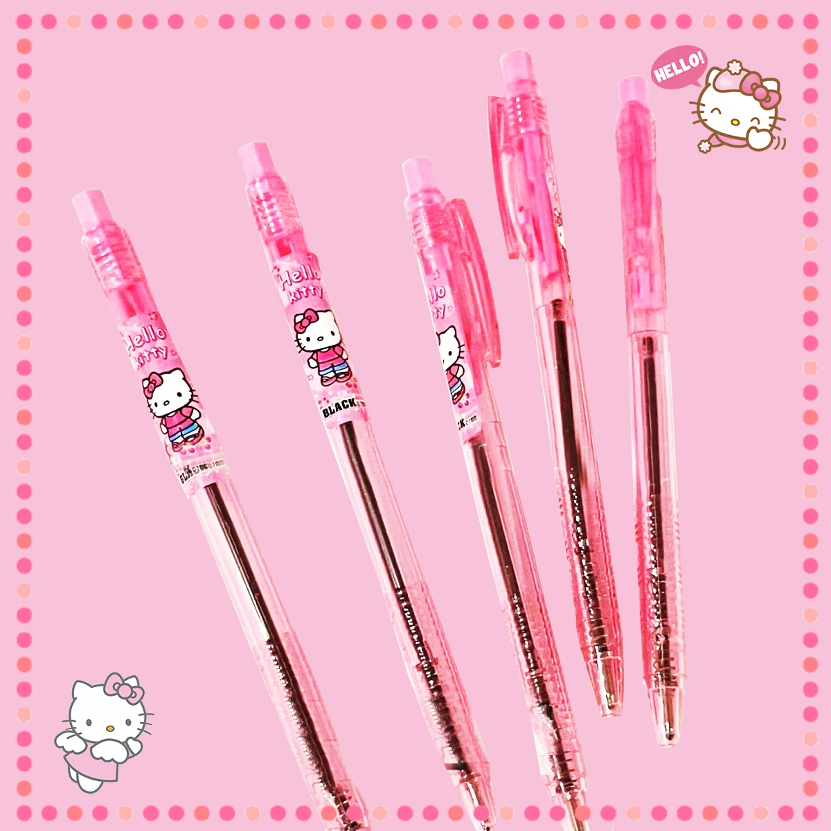 

Шариковая ручка Hello Kitty кавайные ручки для подписей аниме Sanrioed 0,5 мм Черные милые студенческие канцелярские принадлежности гладкие практичн...
