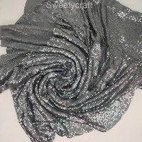 45150cm gunmetal metallic metal mesh sequin fabric diy sewing curtains sexy women chainmail dress tablecloth swimwear cosplay