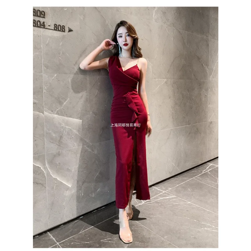 

Женское вечернее платье с запахом, длинное платье с V-образным вырезом и открытой спиной, платье с запахом на бретельках, новинка 2023