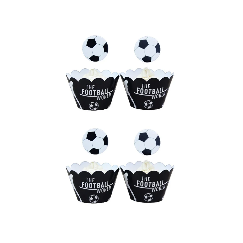 

48Pcs Football Cupcake Liners Football Pattern Cake Decoration Soccer Cupcake Kit Kids Sports Party Decor