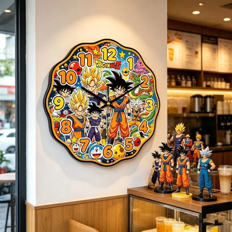 Фото Часы Dragon Ball Son Goku Kakarotte необычной формы, с ярким мультяшным принтом, для дома и спальни, бесшумные, кварцевые №2