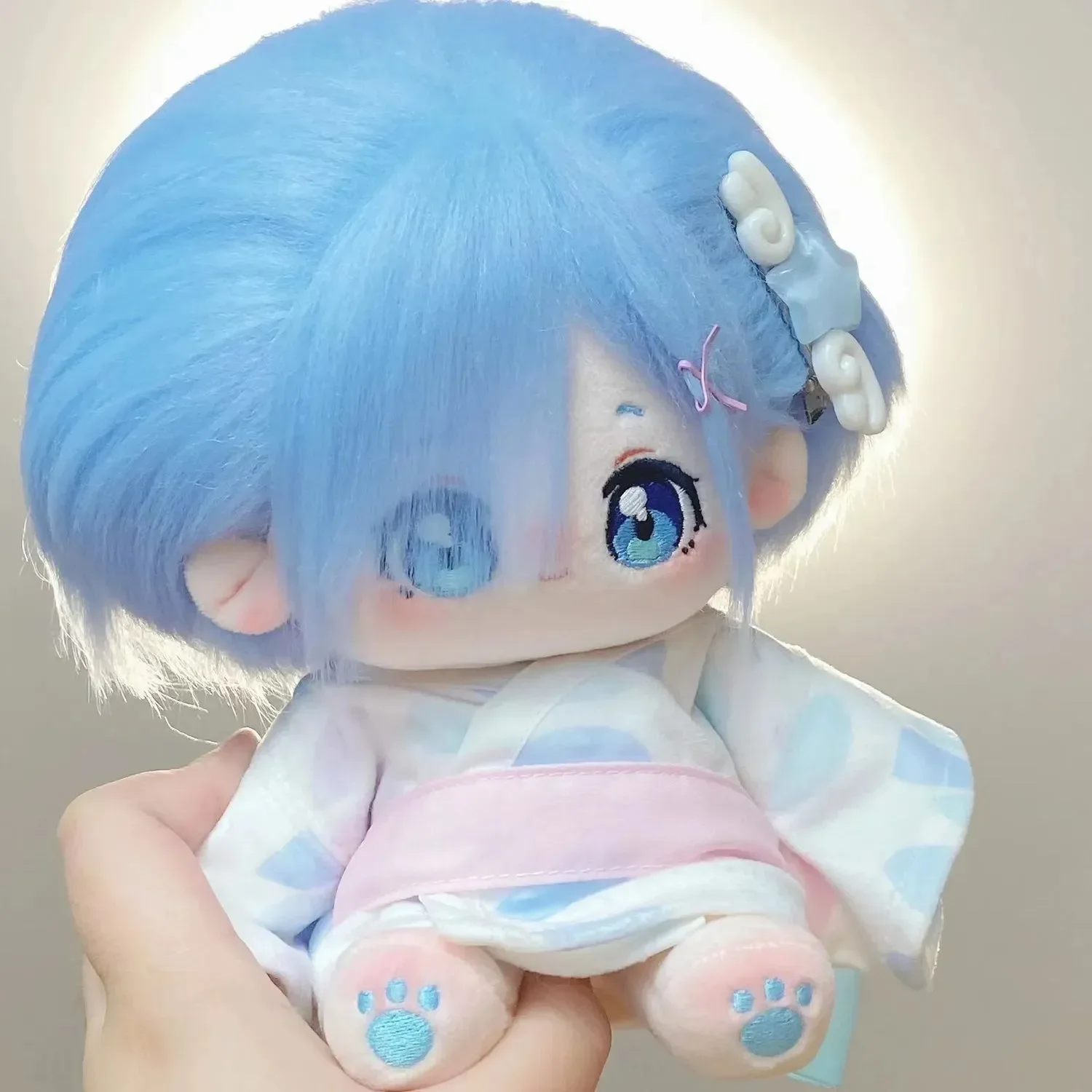 

20CM Anime Re:Zero Rem Adorable Blue Hair Girl Plush Stuffed Cotton Doll Cosplay Dress Up Clothes Plushie Xmas Gift