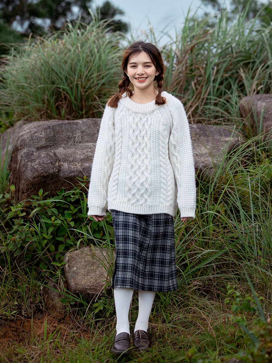 

Женский свитер ручной вязки, оригинальный дизайнерский винтажный пуловер ручной работы из 100% шерсти, джемперы для осени и весны