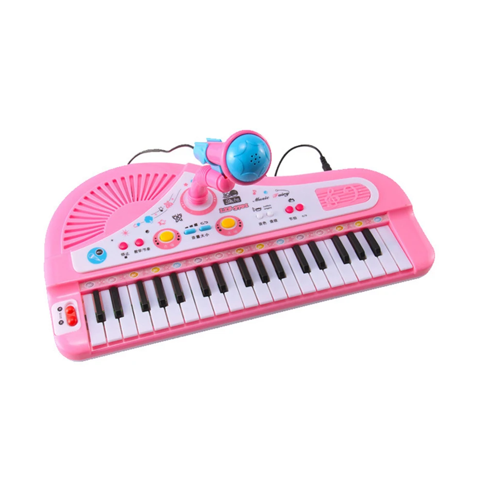 

37 Keys Development Plastic Fingers Baby Toys Cute Electronic Piano Song Playing Educational Music Kids Keyboard With Microphone