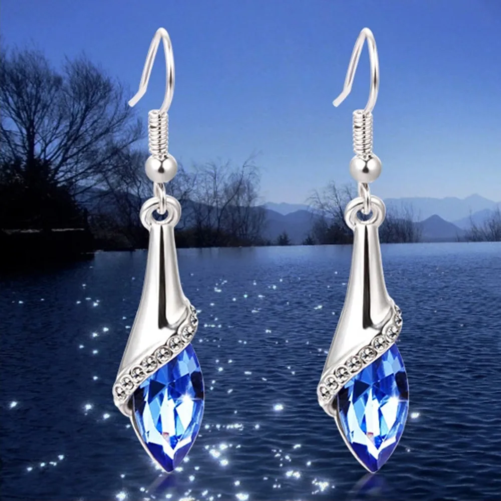 

New Exquisite Dazzling Water Drop Gemstone Earrings Korean Fashion With Diamond Crystal Tassel Jewellery