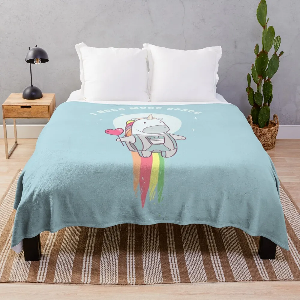 

Unicorn Need More Space! Throw Blanket Fleece Bkanket Blanket With Well Thick King Wool