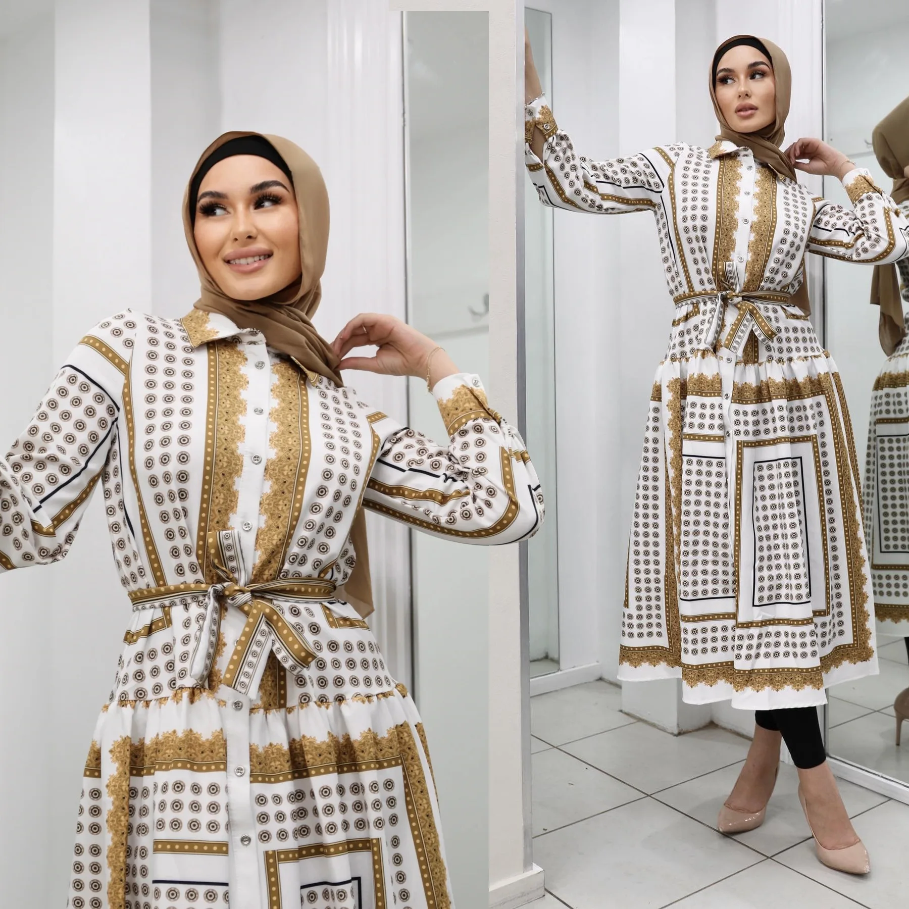Muslim Hijab Dress Saudi Arabian Women Retro Dresses Robe  Jilbab African Clothes American Clothing Fashion Abaya  Plus Size