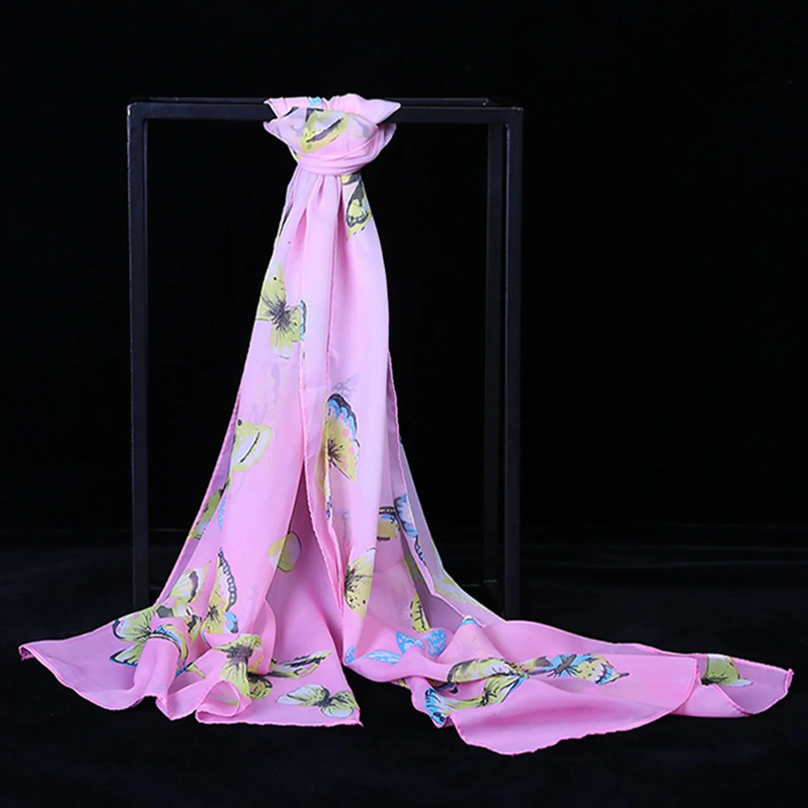 

Butterflies Printed Chiffon Silk Scarf And Long Ladies Scarf Shawl Dual-use Color Scarf Electric Scarf Warmer