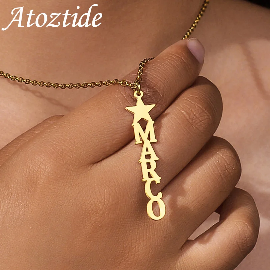 Atoztide персонализированные ожерелья с именем для женщин звезда сердце Женская