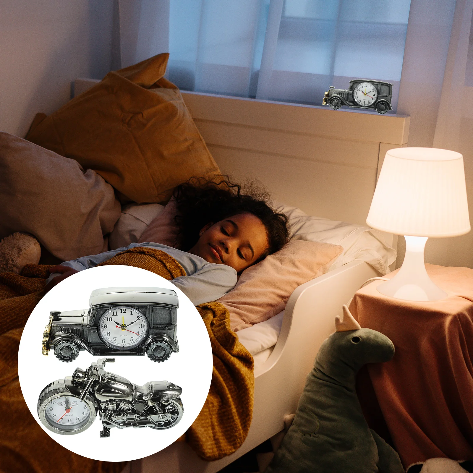 Motorbike Car Shape Retro Clocks For Bedrooms Vintage Old Fa