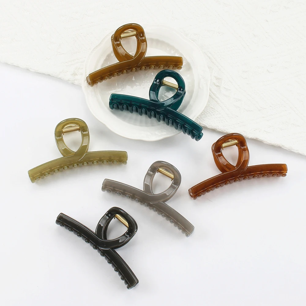 

Korean New Headwear 11.5CM Colorful Streamer Grab Clip On The Back Of The Head Large Shark Clip Acrylic Hair Accessory Girl