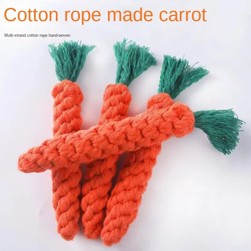 

Carrot Animal Dog Chew Toy Durable Braided Bite Resistant Puppy Molar Cleaning Teeth Cotton Rope игрушки для собак Dropshipping