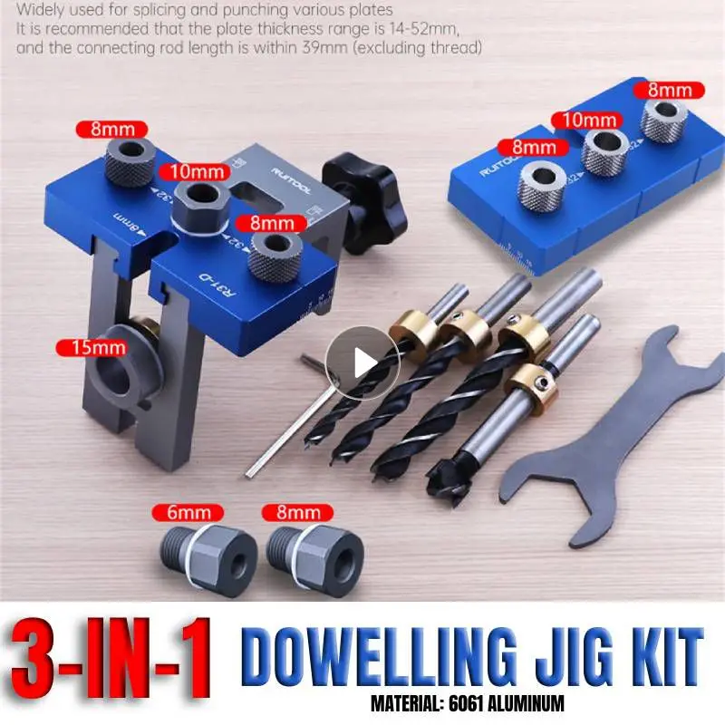 

Набор направляющих для сверления сверл 3-в-1, Регулируемый Сверлильный инструмент для работ по дереву и алюминию, 6/8/10/15 мм